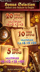 Queen of Bounty · Memeriksa simbol Scatter dan indikator multiplier sebelum fitur putaran khusus dimulai.